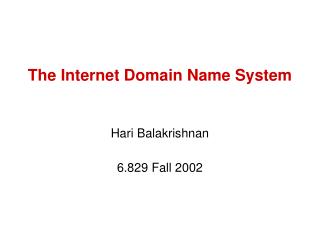 The Internet Domain Name System