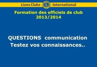 Formation des officiels de club 2013/2014