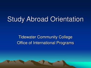 Study Abroad Orientation