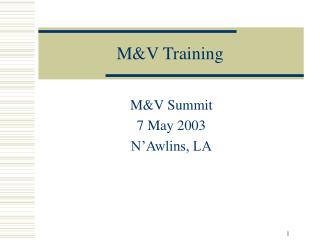 M&amp;V Training