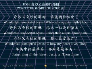 H565 奇妙又奇妙的耶穌 WONDERFUL, WONDERFUL JESUS (1/1)