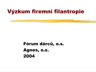 Výzkum firemní filantropie