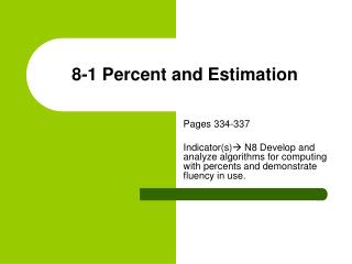 8-1 Percent and Estimation