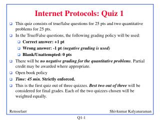 Internet Protocols: Quiz 1