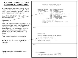 ATHLETEIC CHECKLIST (ID41) FOLLOWED BY A GPA CHECK