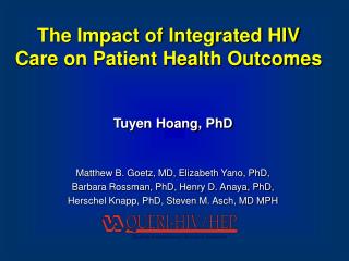 The Impact of Integrated HIV Care on Patient Health Outcomes