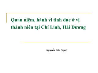 Quan niệm, hành vi tình dục ở vị thành niên tại Chí Linh, Hải Dương