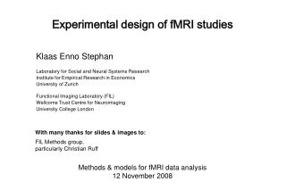 Experimental design of fMRI studies