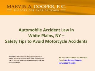 Automobile Accident Law in White Plains, NY – Safety Tips to Avoid Motorcycle Accidents