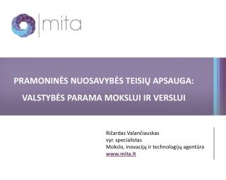 PRAMONINĖS NUOSAVYBĖS TEISIŲ APSAUGA: VALSTYBĖS PARAMA MOKSLUI IR VERSLUI