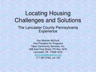 Locating Housing Challenges and Solutions