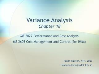 Variance Analysis Chapter 18