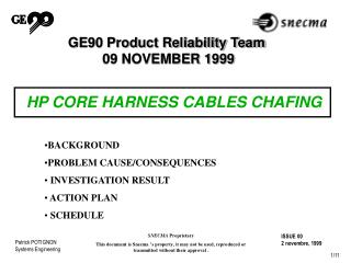 GE90 Product Reliability Team 09 NOVEMBER 1999