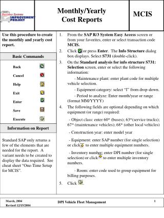 Monthly/Yearly Cost Reports