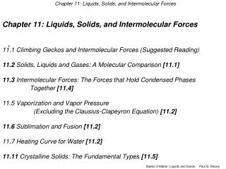 Chapter 11: Liquids, Solids, and Intermolecular Forces