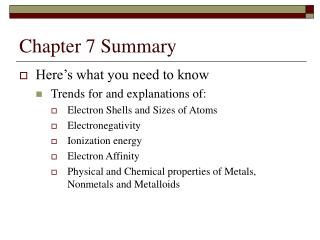 Chapter 7 Summary