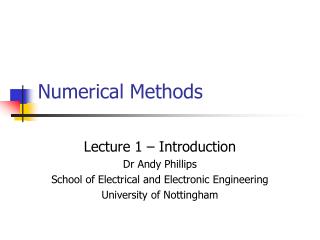 Numerical Methods