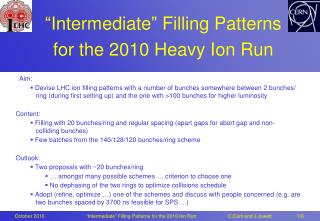 “Intermediate” Filling Patterns for the 2010 Heavy Ion Run