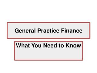 General Practice Finance