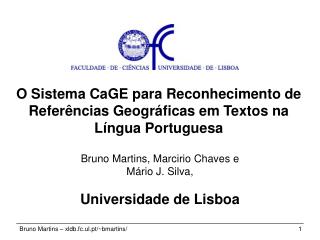 O Sistema CaGE para Reconhecimento de Referências Geográficas em Textos na Língua Portuguesa