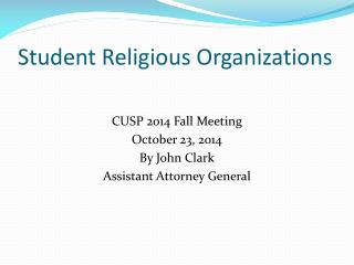 Student Religious Organizations