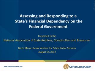 Assessing and Responding to a State’s Financial Dependency on the Federal Government