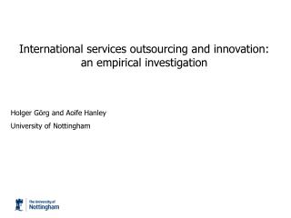 International services outsourcing and innovation: an empirical investigation