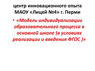 центр инновационного опыта МАОУ «Лицей №4» г. Перми