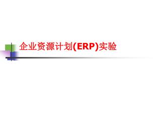企业资源计划( ERP) 实验