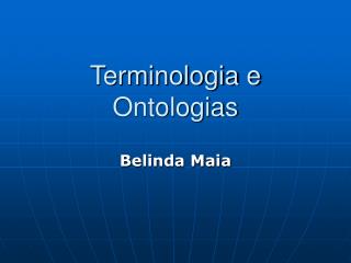 Terminologia e Ontologias