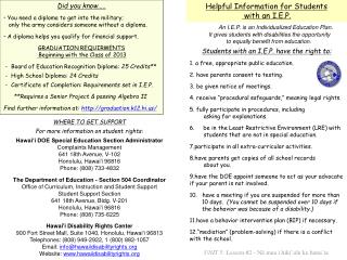 Helpful Information for Students with an I.E.P.