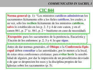 COMMUNICATIO IN SACRIS, 1