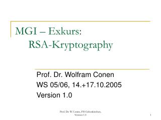 MGI – Exkurs: 	RSA-Kryptography