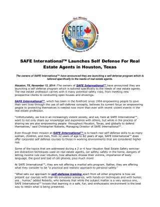 SAFE International™ Launches Self Defense For Real Estate