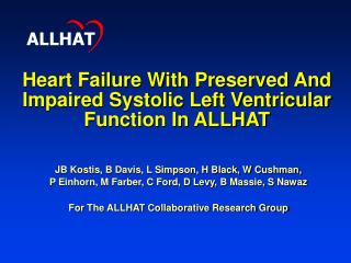 Heart Failure With Preserved And Impaired Systolic Left Ventricular Function In ALLHAT