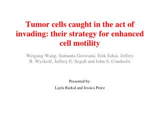 Tumor cells caught in the act of invading: their strategy for enhanced cell motility