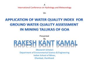 A International Conference on Hydrology and Meteorology On