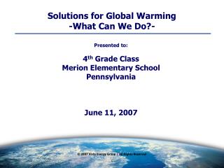 Solutions for Global Warming -What Can We Do?-