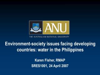 Environment-society issues facing developing countries: water in the Philippines