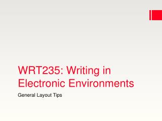 WRT235: Writing in Electronic Environments