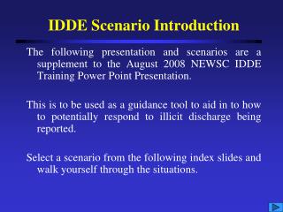 IDDE Scenario Introduction