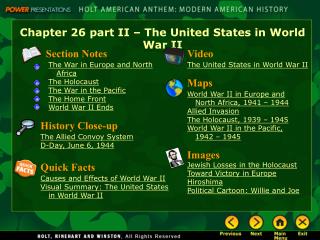 Chapter 26 part II – The United States in World War II
