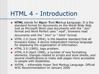 HTML 4 - Introduction