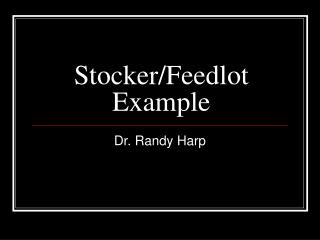 Stocker/Feedlot Example