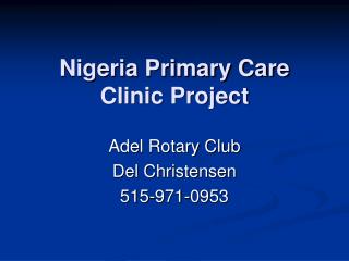 Nigeria Primary Care Clinic Project