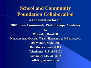 School and Community Foundation Collaboration