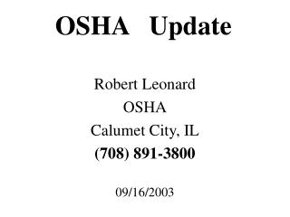 OSHA Update