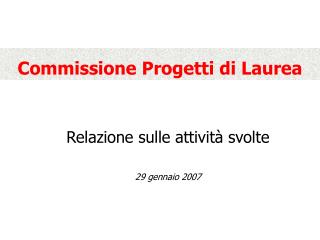 Commissione Progetti di Laurea