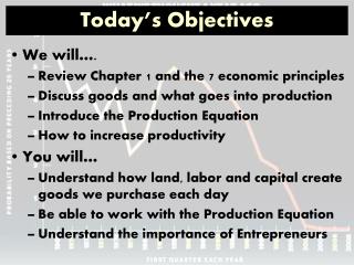 Today’s Objectives