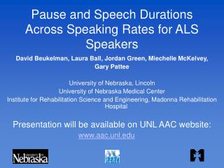 Pause and Speech Durations Across Speaking Rates for ALS Speakers